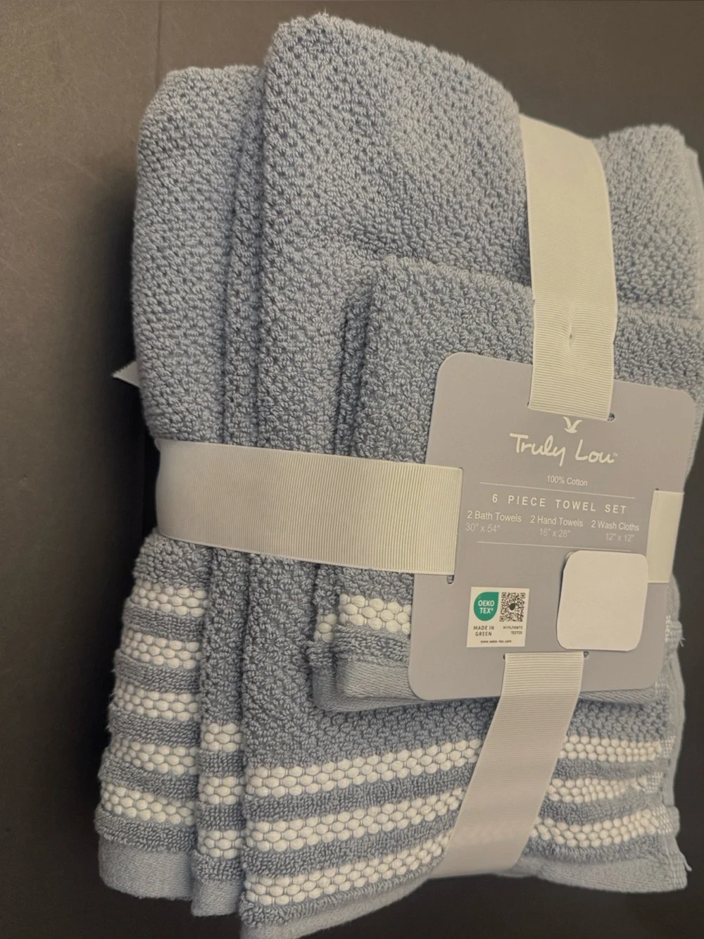6pc TRULY LOU 100% Cotton Bath Towel Set - Moonstone